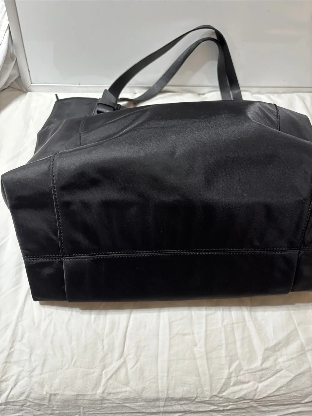 Henri Bendel Black Logo Plaque nylon tote with Gold Hardware. Like new!